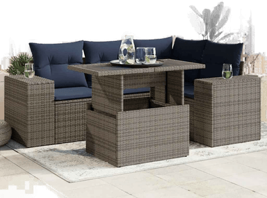 Vidaxl Hagesofa 5 deler grå