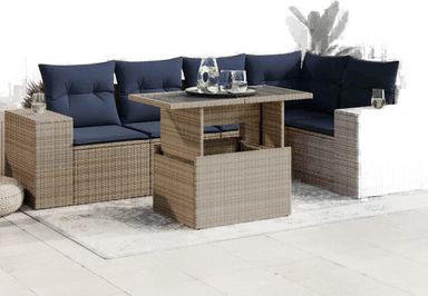 Vidaxl Hagesofa 6 deler svart polyrotting