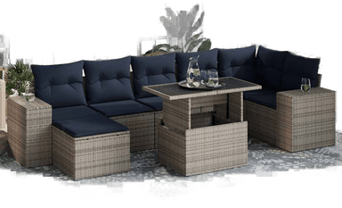 Vidaxl Hagesofa 14 deler grå polyrotting