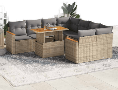 Vidaxl Hagesofa 9 deler beige