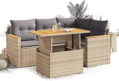 Vidaxl Hagesofa 5 deler beige