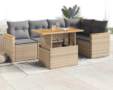 Vidaxl Hagesofa 6 deler beige