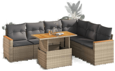 Vidaxl Hagesofa 7 deler beige