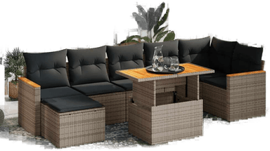 Vidaxl Hagesofa 8 deler grå polyrotting