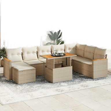 Vidaxl Hagesofa 9 deler beige