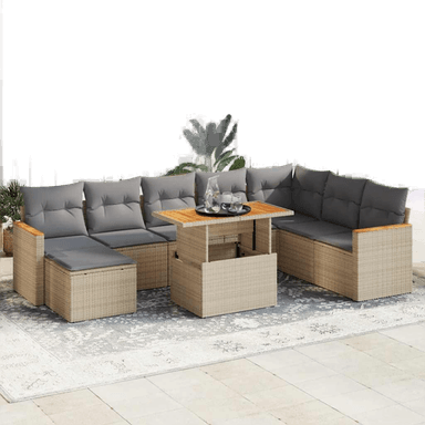 Vidaxl Hagesofa 9 deler beige