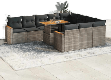 Vidaxl Hagesofa 11 deler grå polyrotting