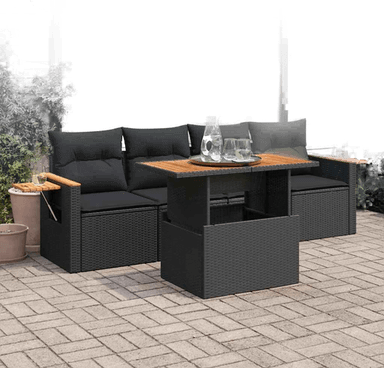 Vidaxl Hagesofa 5 deler svart