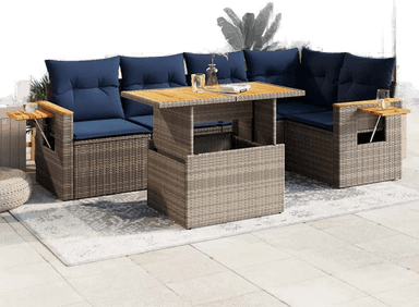 Vidaxl Hagesofa 6 deler grå polyrotting