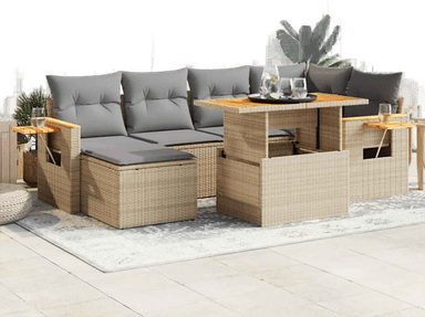 Vidaxl Hagesofa 7 deler beige