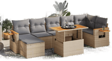 Vidaxl Hagesofa 8 deler beige