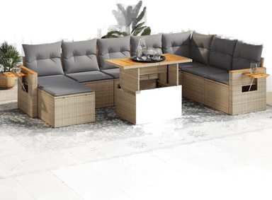 Vidaxl Hagesofa 9 deler beige