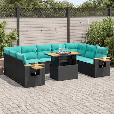 Vidaxl Hagesofa 10 deler svart