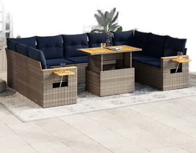 Vidaxl Hagesofa 10 deler grå polyrotting