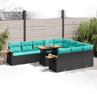 Vidaxl Hagesofa 11 deler svart