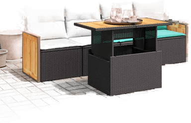 Vidaxl Hagesofa 5 deler svart polyrotting