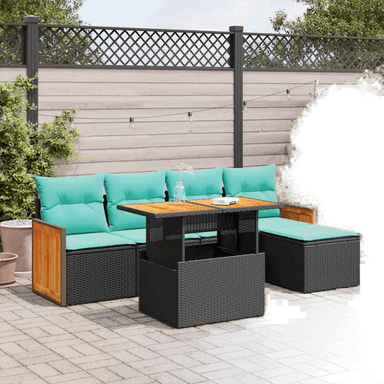 Vidaxl Hagesofa 6 deler svart