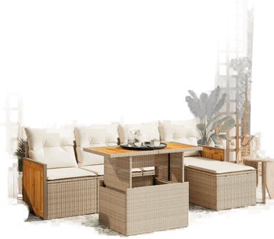 Vidaxl Hagesofa 6 deler beige