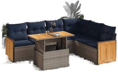 Vidaxl Hagesofa 7 deler grå polyrotting