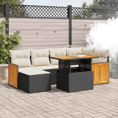 Vidaxl Hagesofa 7 deler svart