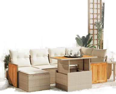 Vidaxl Hagesofa 7 deler beige