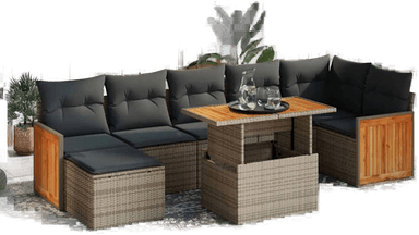 Vidaxl Hagesofa 8 deler grå polyrotting