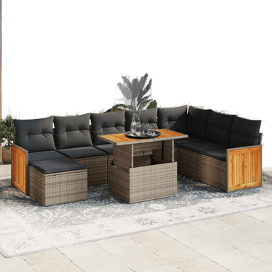 Vidaxl Hagesofa 9 deler grå