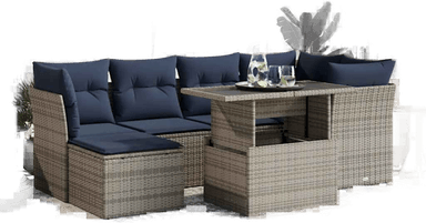 Vidaxl Hagesofa 7 deler grå polyrotting