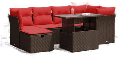 Vidaxl Hagesofa 7 deler brun