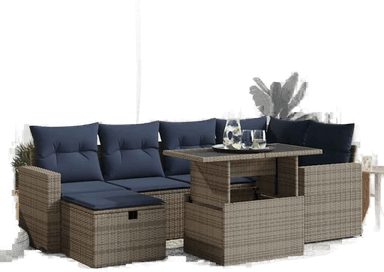 Vidaxl Hagesofa 7 deler grå