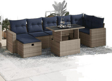 Vidaxl Hagesofa 8 deler grå polyrotting