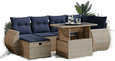 Vidaxl Hagesofa 7 deler grå polyrotting