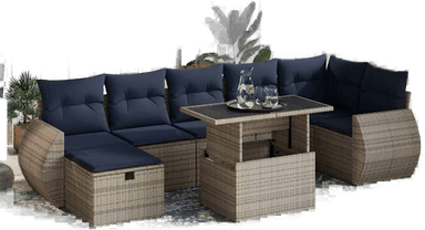 Vidaxl Hagesofa 8 deler grå polyrotting