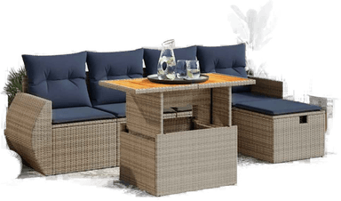 Vidaxl Hagesofa 6 deler svart