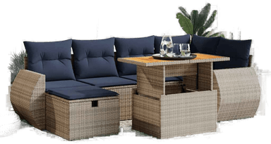 Vidaxl Hagesofa 7 deler brun