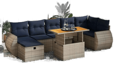 Vidaxl Hagesofa 8 deler grå polyrotting