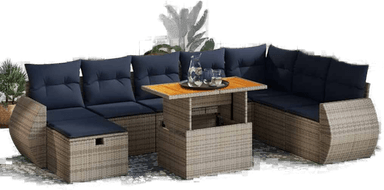 Vidaxl Hagesofa 9 deler grå polyrotting