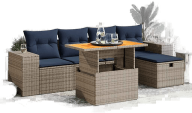 Vidaxl Hagesofa 6 deler svart