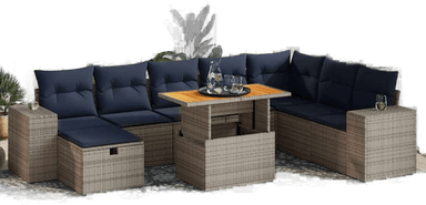 Vidaxl Hagesofa 9 deler grå polyrotting