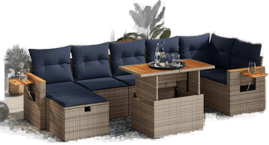 Vidaxl Hagesofa 8 deler grå polyrotting