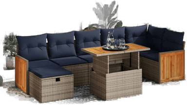 Vidaxl Hagesofa 8 deler grå