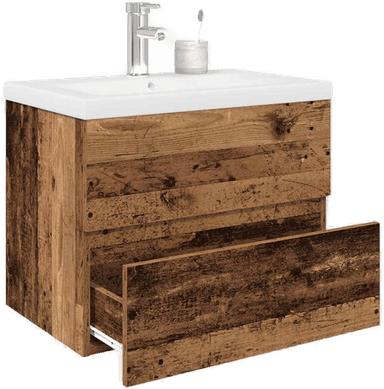 Vidaxl Vaskskap med kran gammelt tre