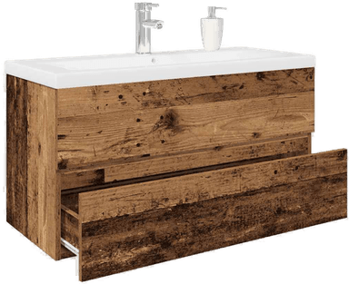 Vidaxl Vaskskap med kran gammelt tre