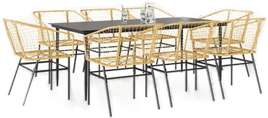 Vidaxl Hagespisegruppe 9 deler brun