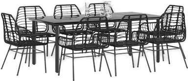 Vidaxl Hagespisegruppe 9 deler svart