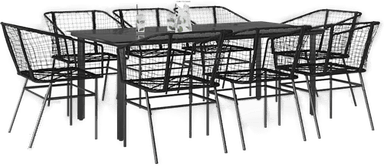 Vidaxl Hagespisegruppe 9 deler svart