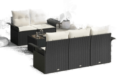 Vidaxl Sofa sett 6 pcs Svart