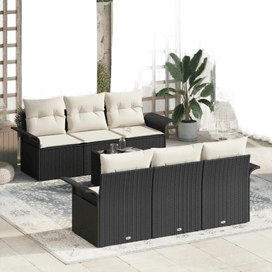 Vidaxl Hagesofa Set 7 pcs Svart