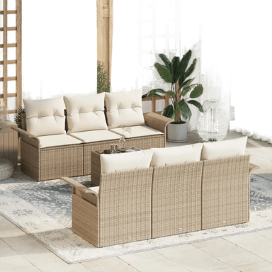 Vidaxl Hagesofa Set 7 pcs Beige