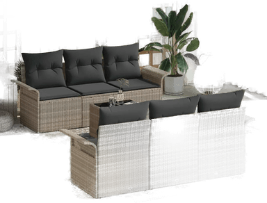 Vidaxl Hagesofa Set 7 pcs Lysegrå